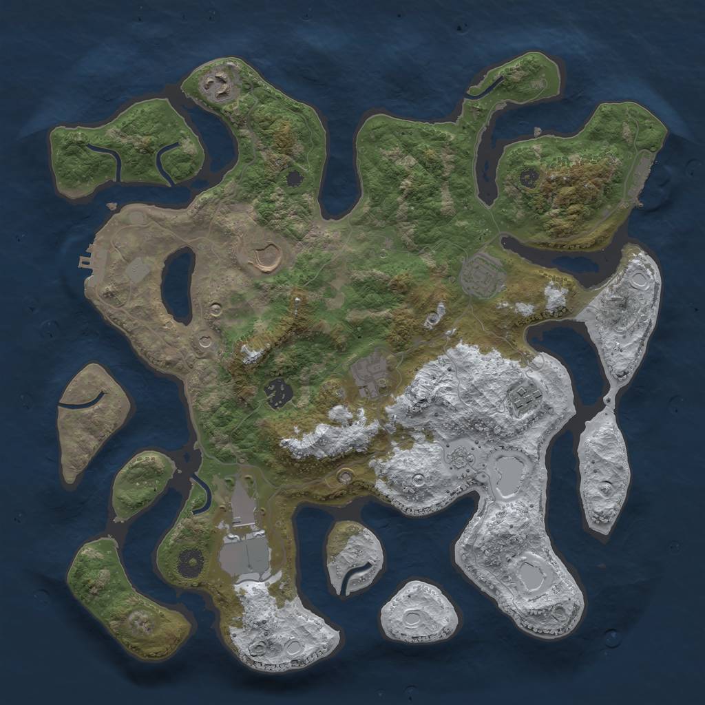 Rust Map: Procedural Map, Size: 3700, Seed: 695553501, 16 Monuments