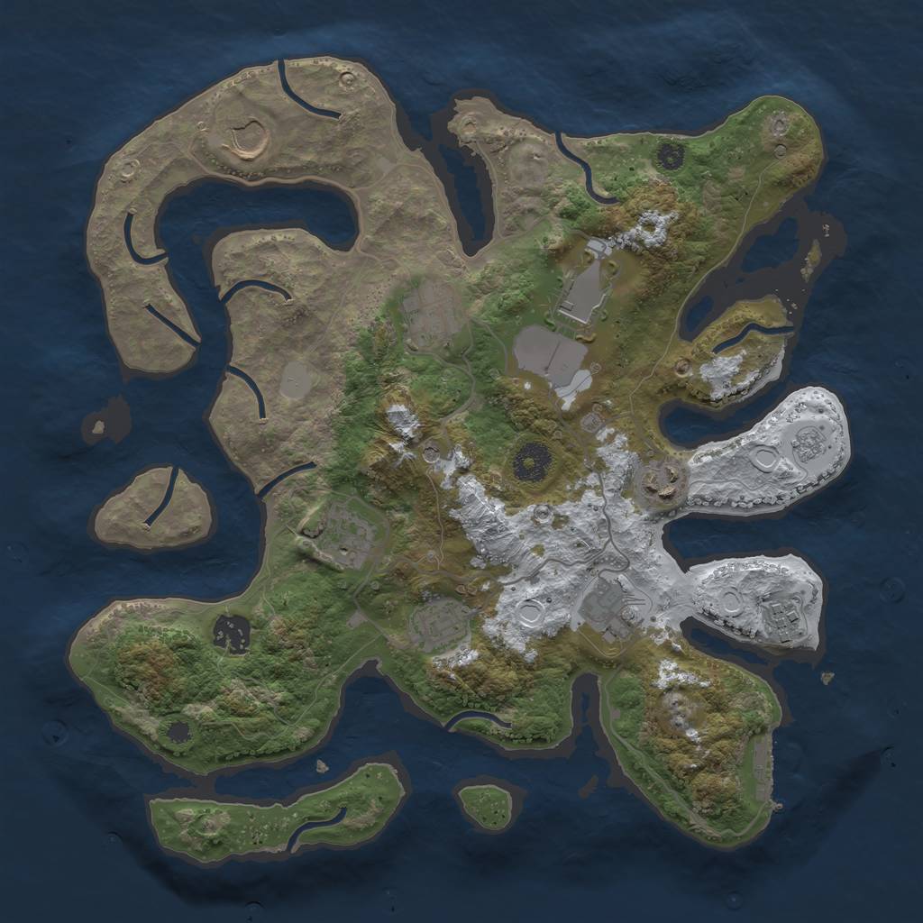 Rust Map: Procedural Map, Size: 3500, Seed: 180037001, 17 Monuments