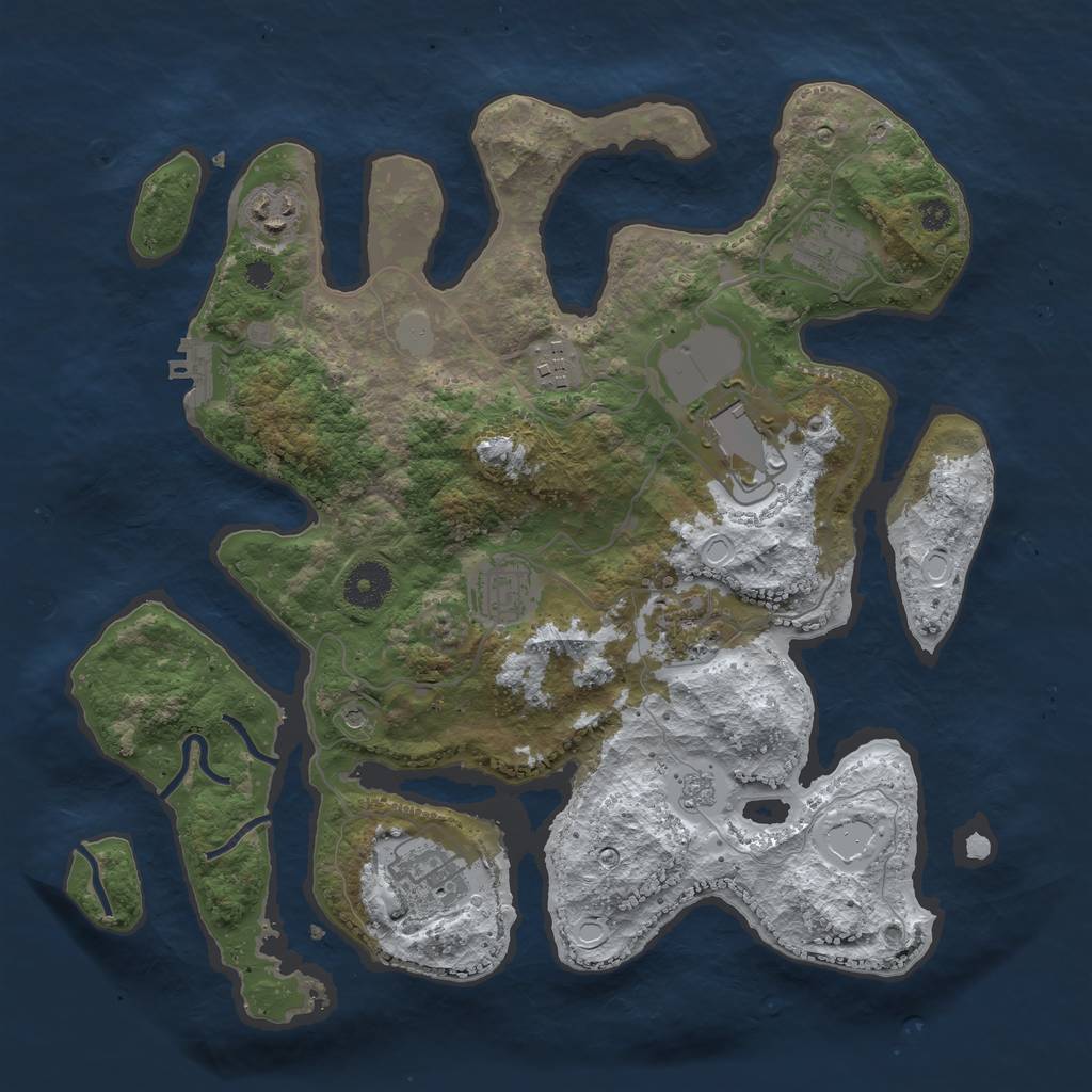 Rust Map: Procedural Map, Size: 3500, Seed: 1455690661, 15 Monuments