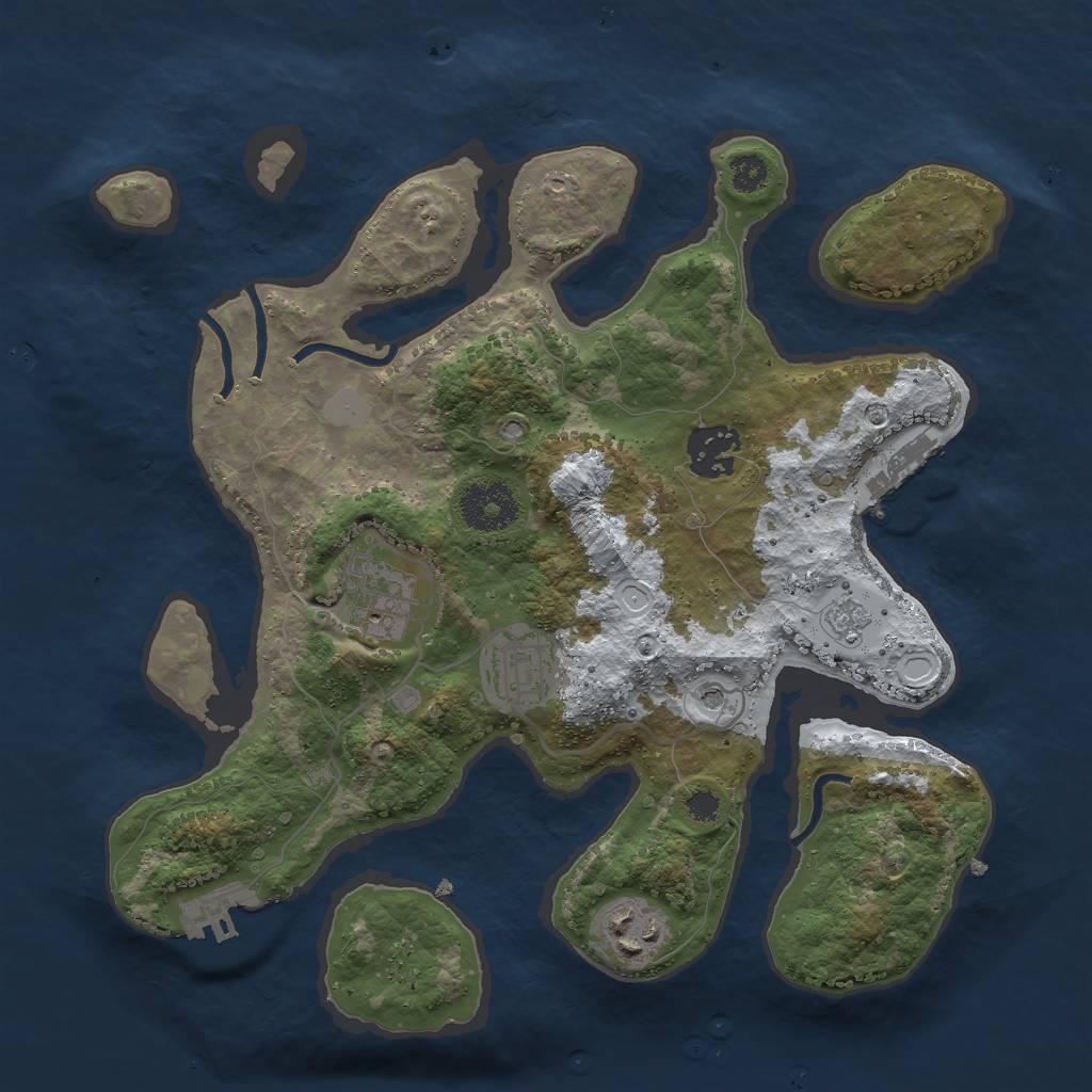 Rust Map: Procedural Map, Size: 3000, Seed: 389930271, 13 Monuments
