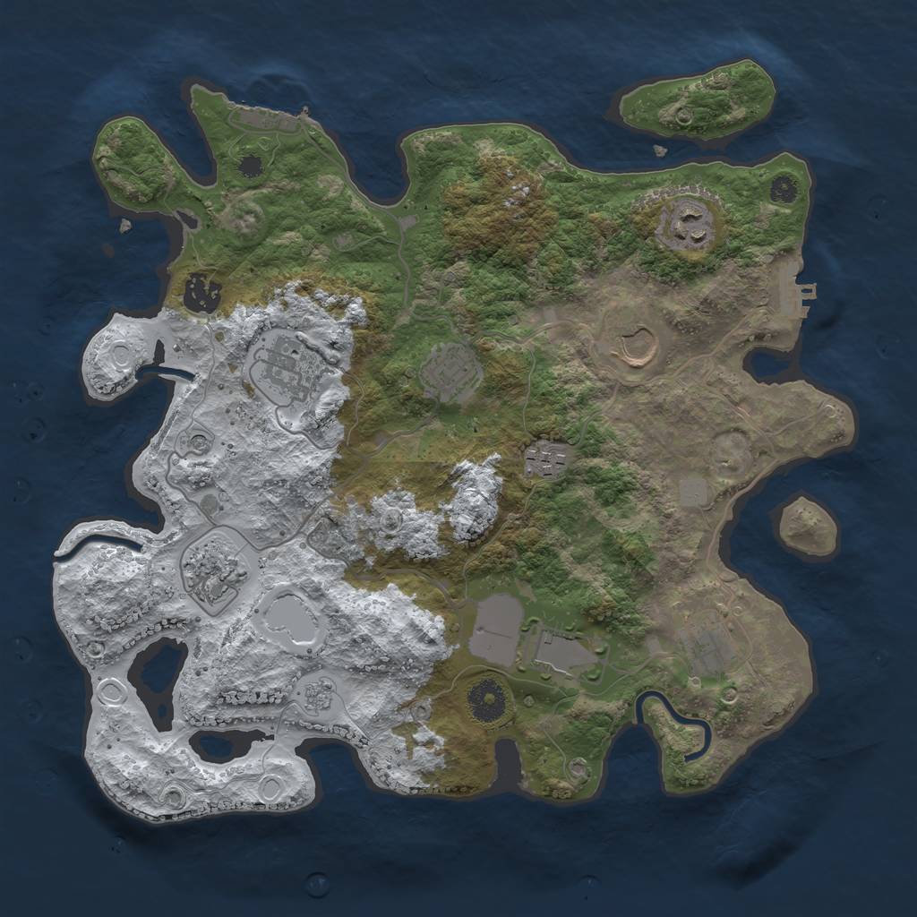 Rust Map: Procedural Map, Size: 3500, Seed: 3689725, 18 Monuments