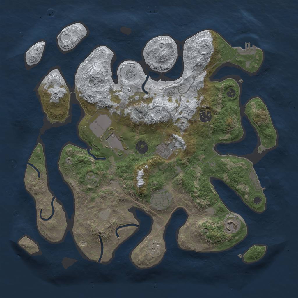 Rust Map: Procedural Map, Size: 3500, Seed: 5150028, 15 Monuments