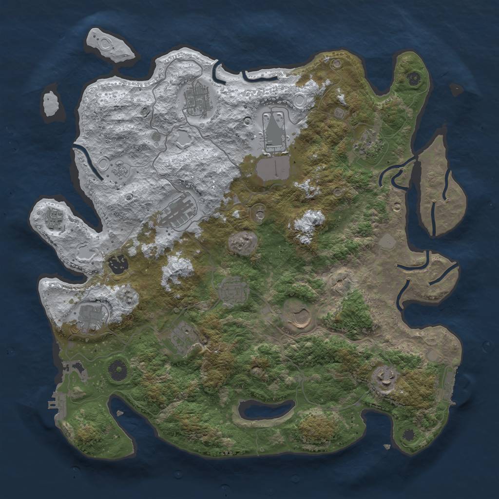 Rust Map: Procedural Map, Size: 3850, Seed: 1738078771, 20 Monuments