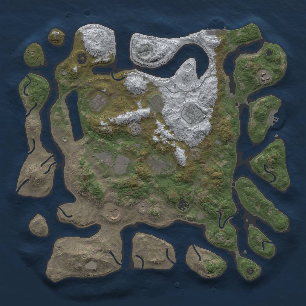 Rust Map: Procedural Map, Size: 4200, Seed: 1329579046, 18 Monuments