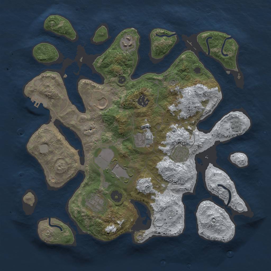 Rust Map: Procedural Map, Size: 3500, Seed: 2026802550, 16 Monuments