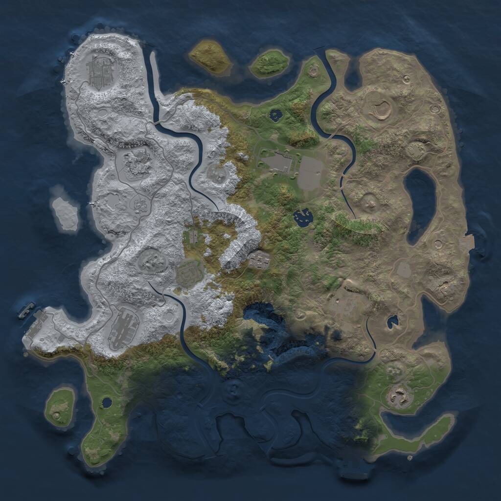 Rust Map: Procedural Map, Size: 4000, Seed: 1272884129, 16 Monuments