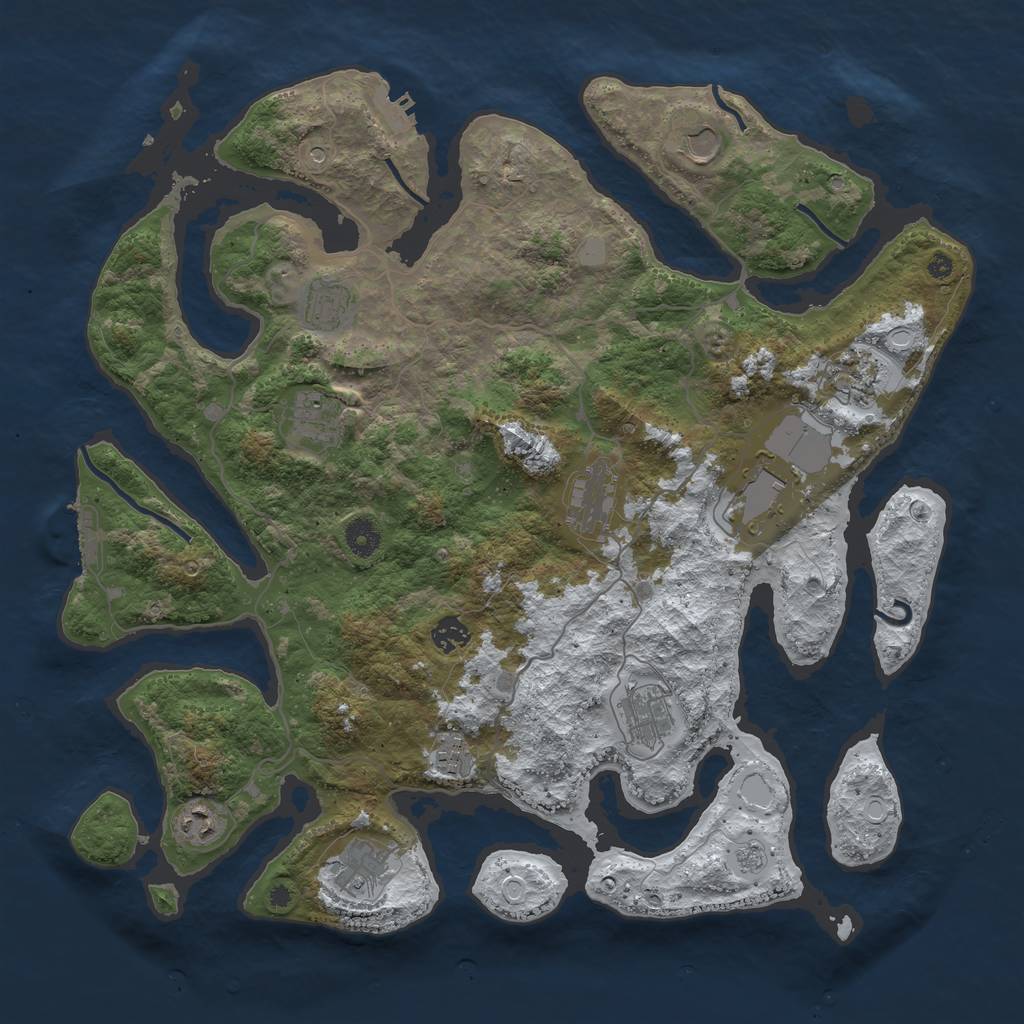 Rust Map: Procedural Map, Size: 4250, Seed: 127988342, 20 Monuments