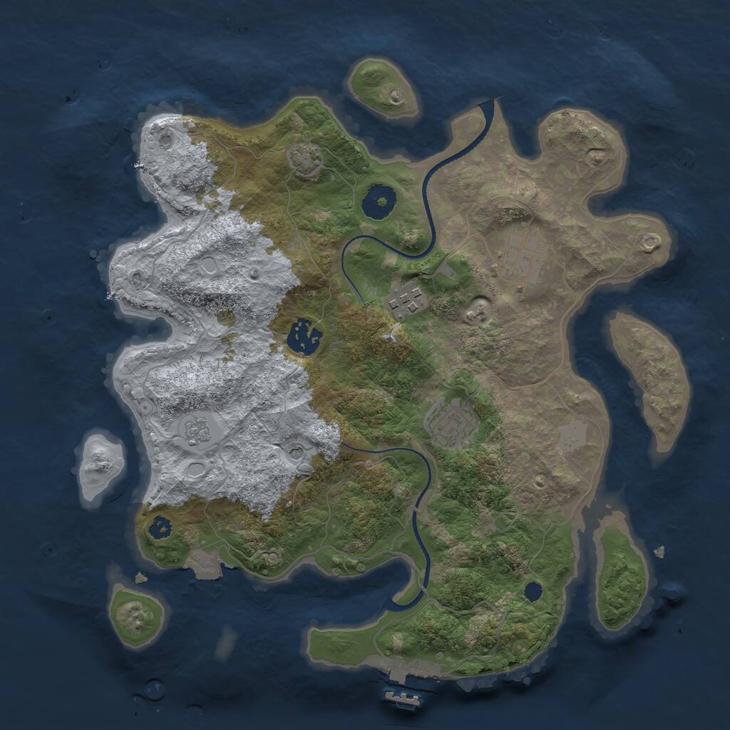 Rust Map: Procedural Map, Size: 3200, Seed: 16375, 9 Monuments