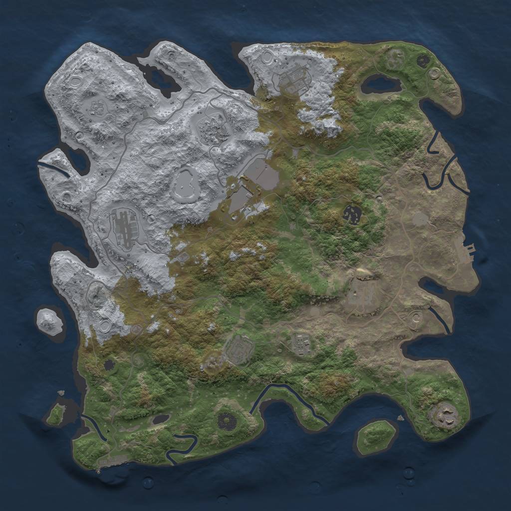 Rust Map: Procedural Map, Size: 4000, Seed: 304467, 16 Monuments