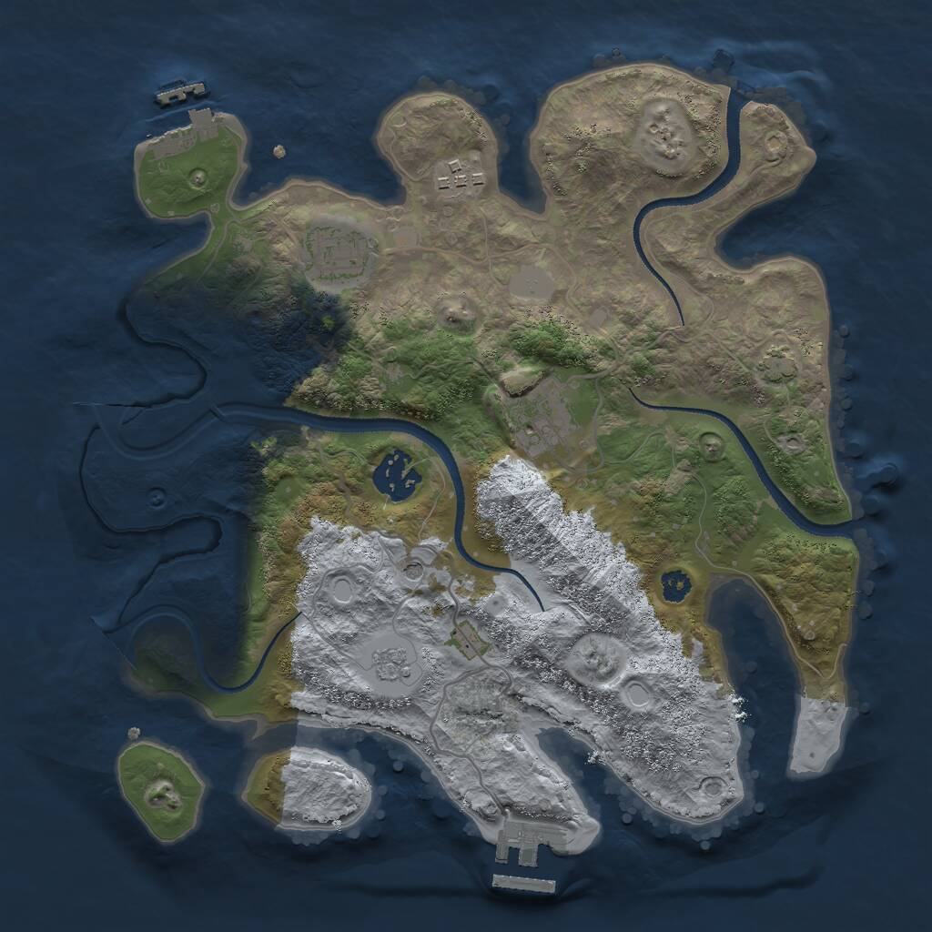 Rust Map: Procedural Map, Size: 3000, Seed: 5923, 10 Monuments