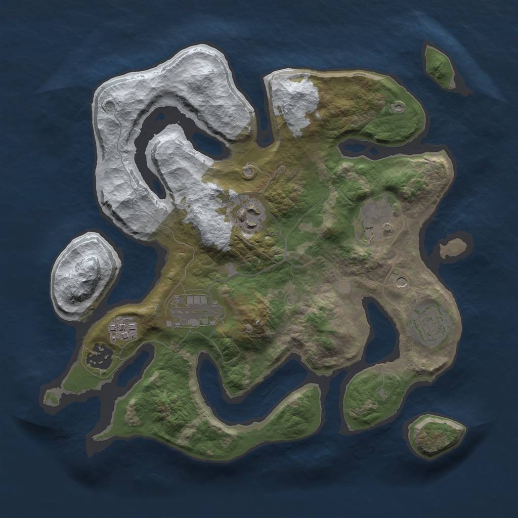 Rust Map: Barren, Size: 3000, Seed: 59152963, 9 Monuments