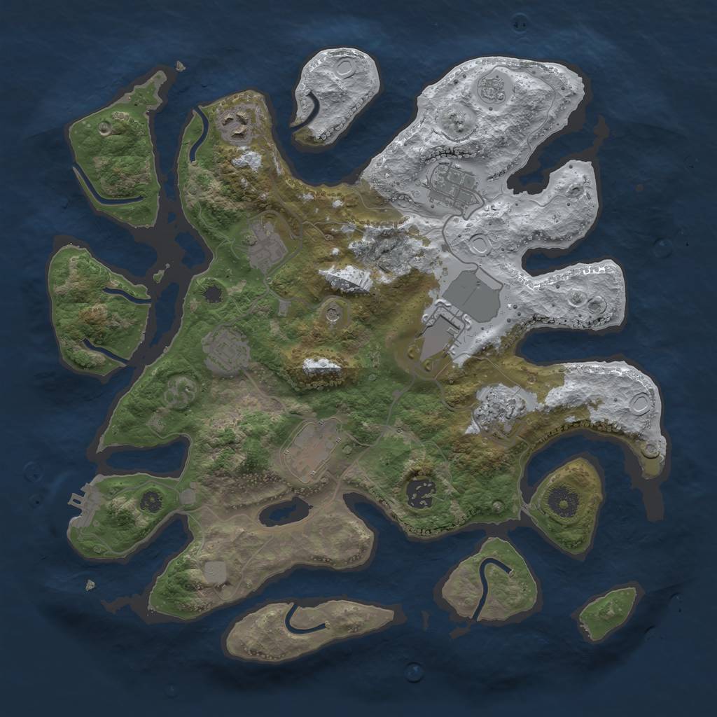 Rust Map: Procedural Map, Size: 3500, Seed: 2126383976, 16 Monuments