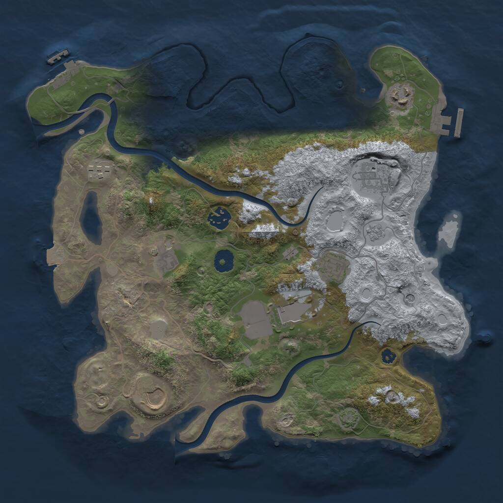 Rust Map: Procedural Map, Size: 3500, Seed: 35251987, 14 Monuments