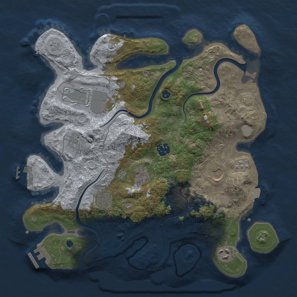 Rust Map: Procedural Map, Size: 3500, Seed: 1064270369, 14 Monuments