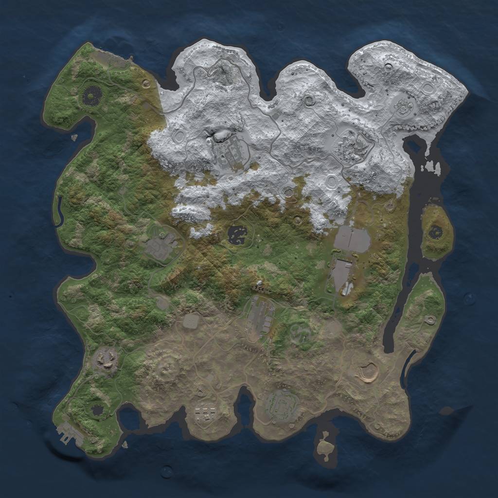 Rust Map: Procedural Map, Size: 3700, Seed: 1573863, 19 Monuments