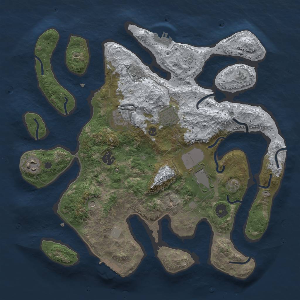 Rust Map: Procedural Map, Size: 3550, Seed: 4492754, 15 Monuments