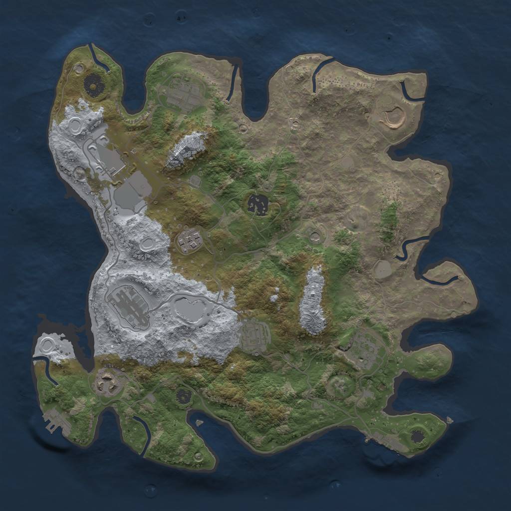 Rust Map: Procedural Map, Size: 3500, Seed: 2389, 17 Monuments