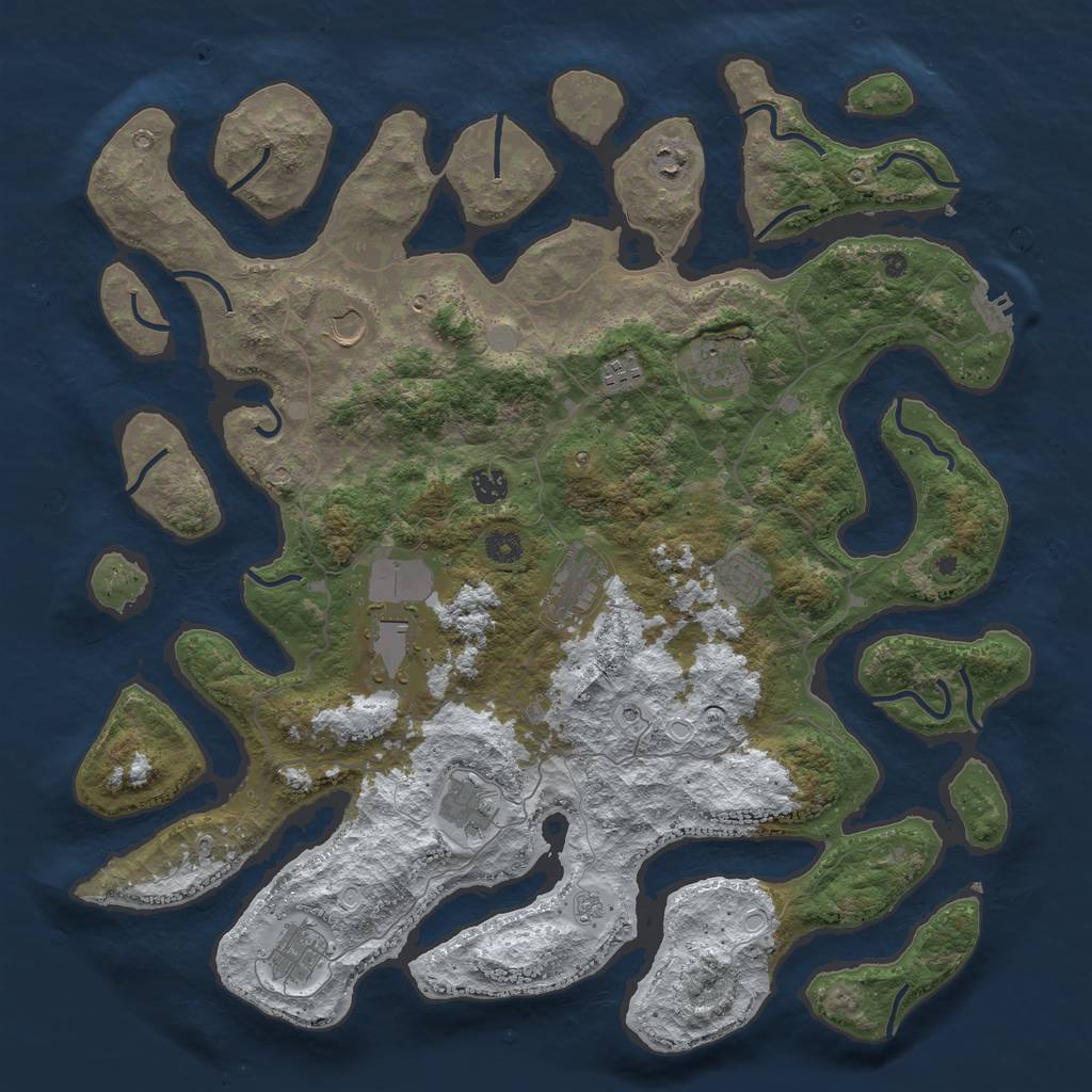 Rust Map: Procedural Map, Size: 4500, Seed: 13952536, 18 Monuments