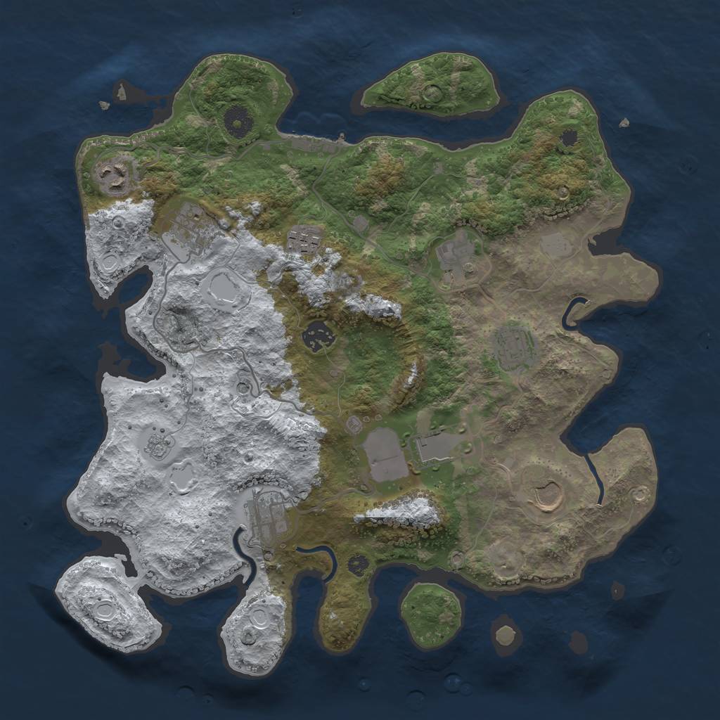 Rust Map: Procedural Map, Size: 3550, Seed: 2278234, 17 Monuments