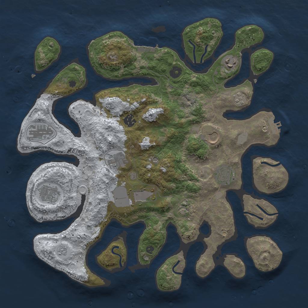 Rust Map: Procedural Map, Size: 3850, Seed: 232830274, 19 Monuments