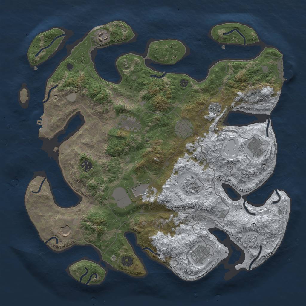 Rust Map: Procedural Map, Size: 4000, Seed: 2104163113, 19 Monuments