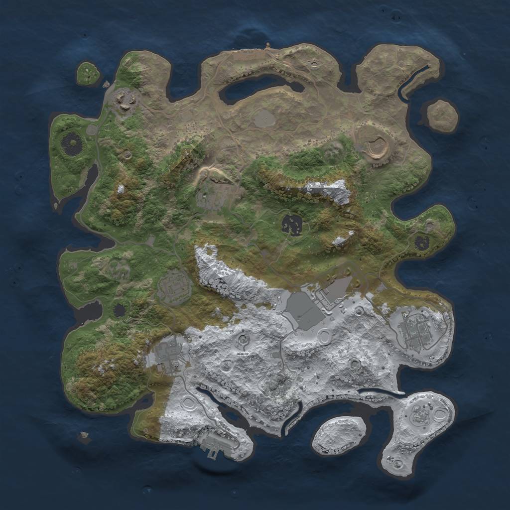 Rust Map: Procedural Map, Size: 3500, Seed: 1924758, 17 Monuments