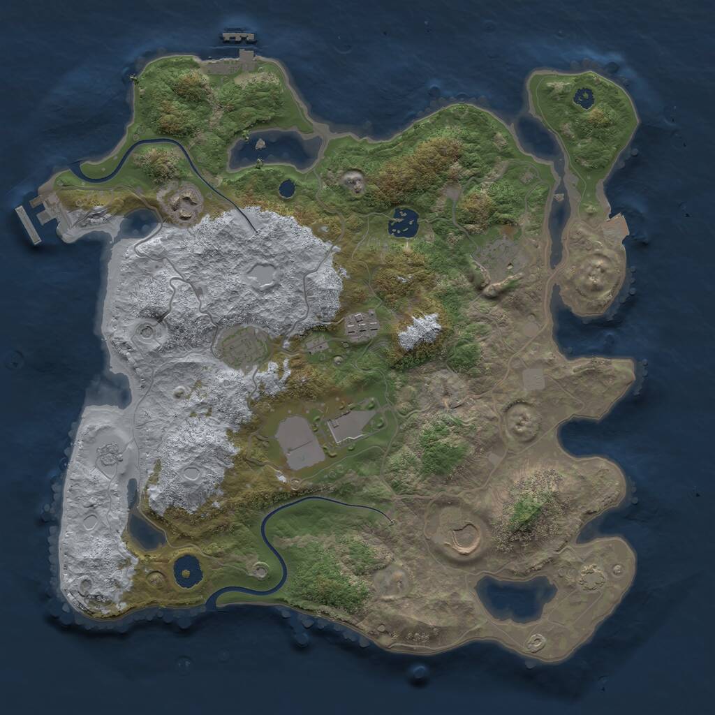 Rust Map: Procedural Map, Size: 3500, Seed: 291579, 13 Monuments