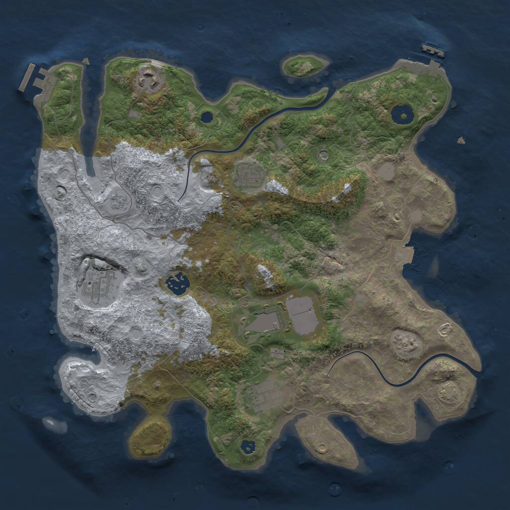 Rust Map: Procedural Map, Size: 3500, Seed: 679921270, 12 Monuments