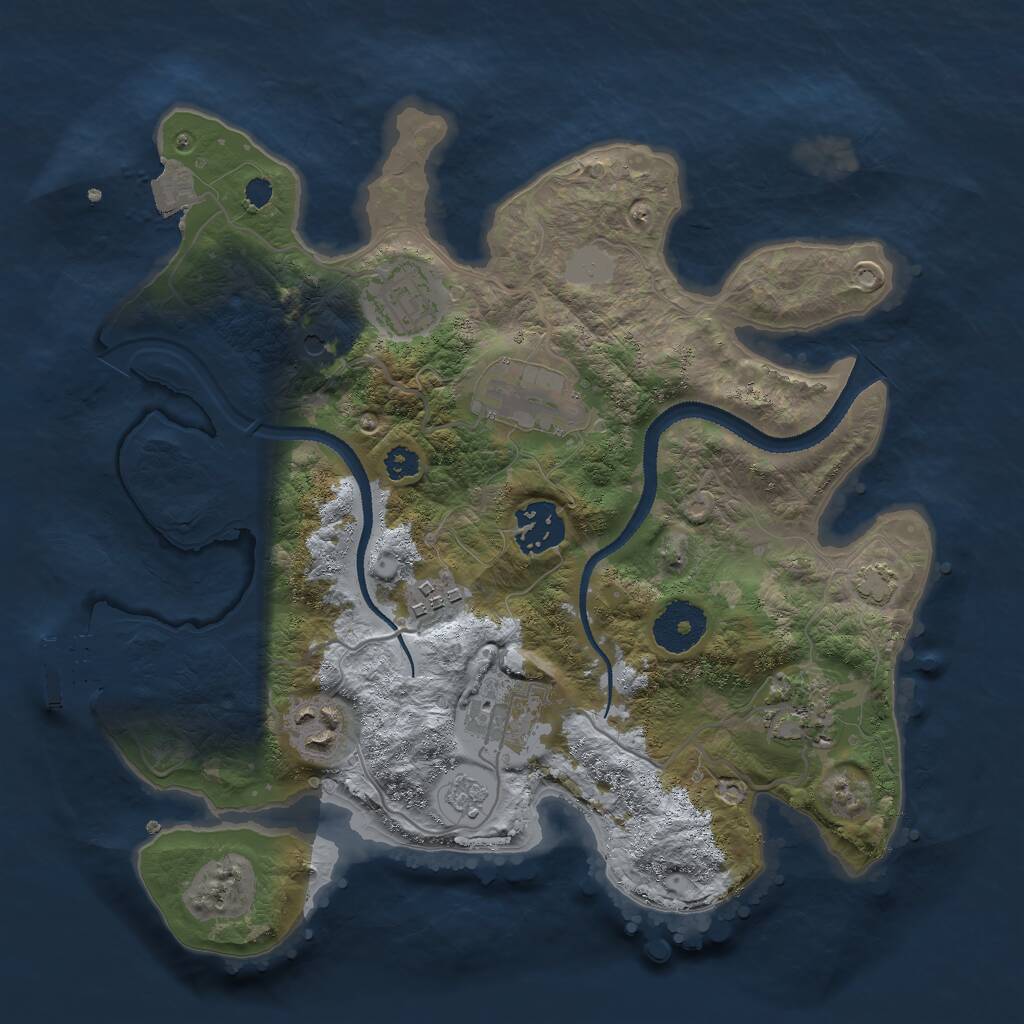 Rust Map: Procedural Map, Size: 3000, Seed: 728873752, 12 Monuments