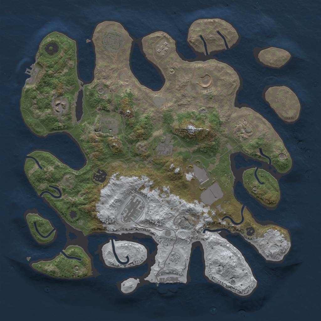 Rust Map: Procedural Map, Size: 3700, Seed: 1018118474, 19 Monuments