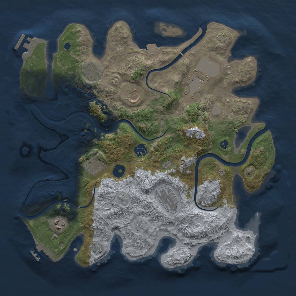 Rust Map: Procedural Map, Size: 3550, Seed: 4286458, 14 Monuments