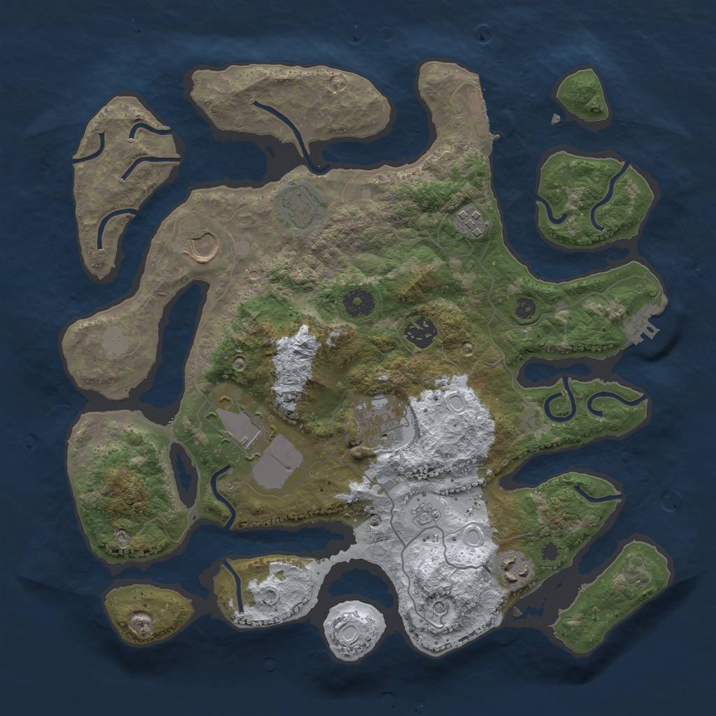 Rust Map: Procedural Map, Size: 3550, Seed: 3351972, 16 Monuments