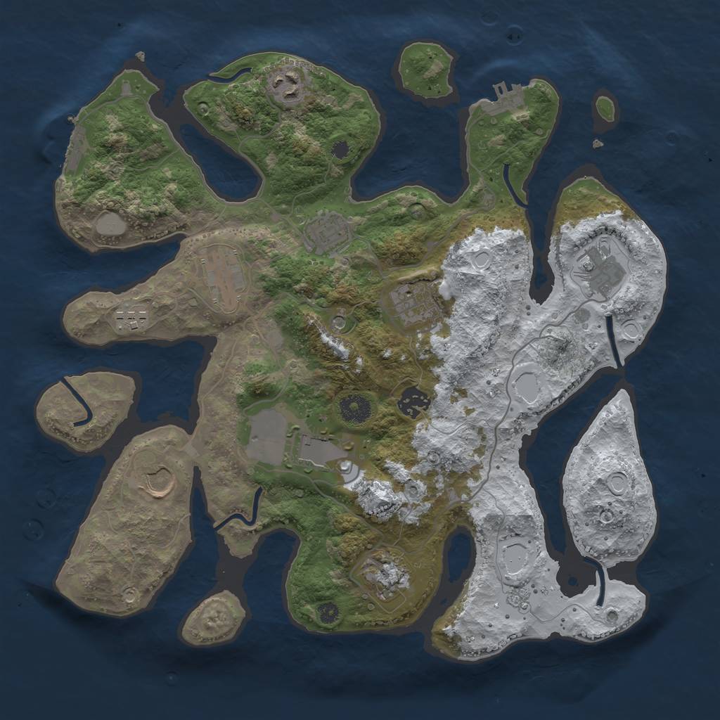 Rust Map: Procedural Map, Size: 3550, Seed: 957701, 19 Monuments