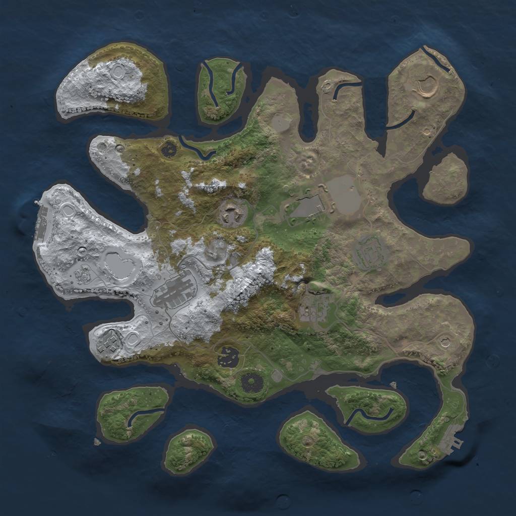 Rust Map: Procedural Map, Size: 3550, Seed: 1455924, 17 Monuments