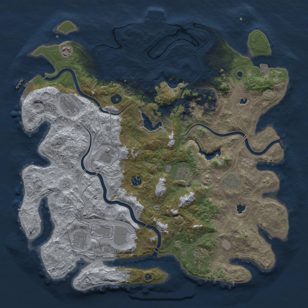 Rust Map: Procedural Map, Size: 4500, Seed: 5209541, 17 Monuments