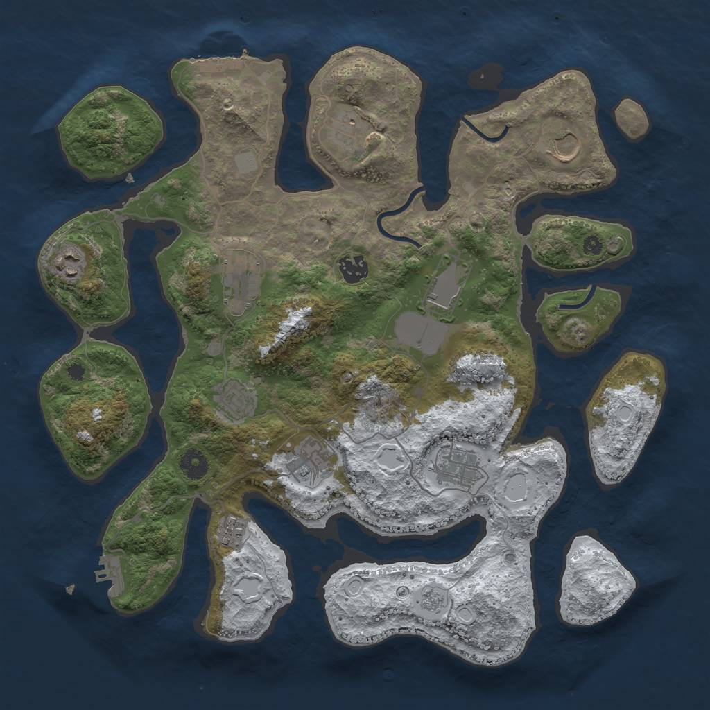Rust Map: Procedural Map, Size: 3700, Seed: 1027049384, 18 Monuments
