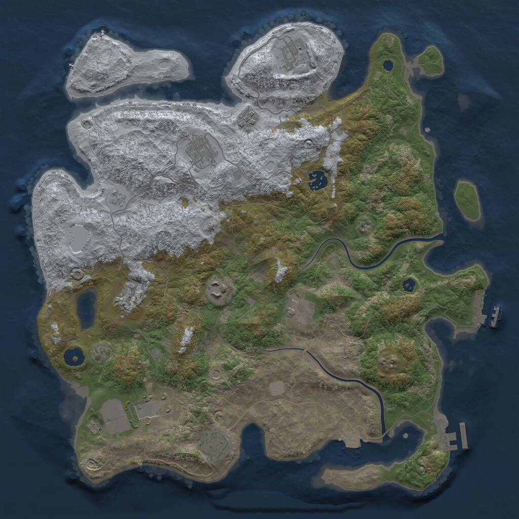 Rust Map: Procedural Map, Size: 3950, Seed: 2135079929, 15 Monuments