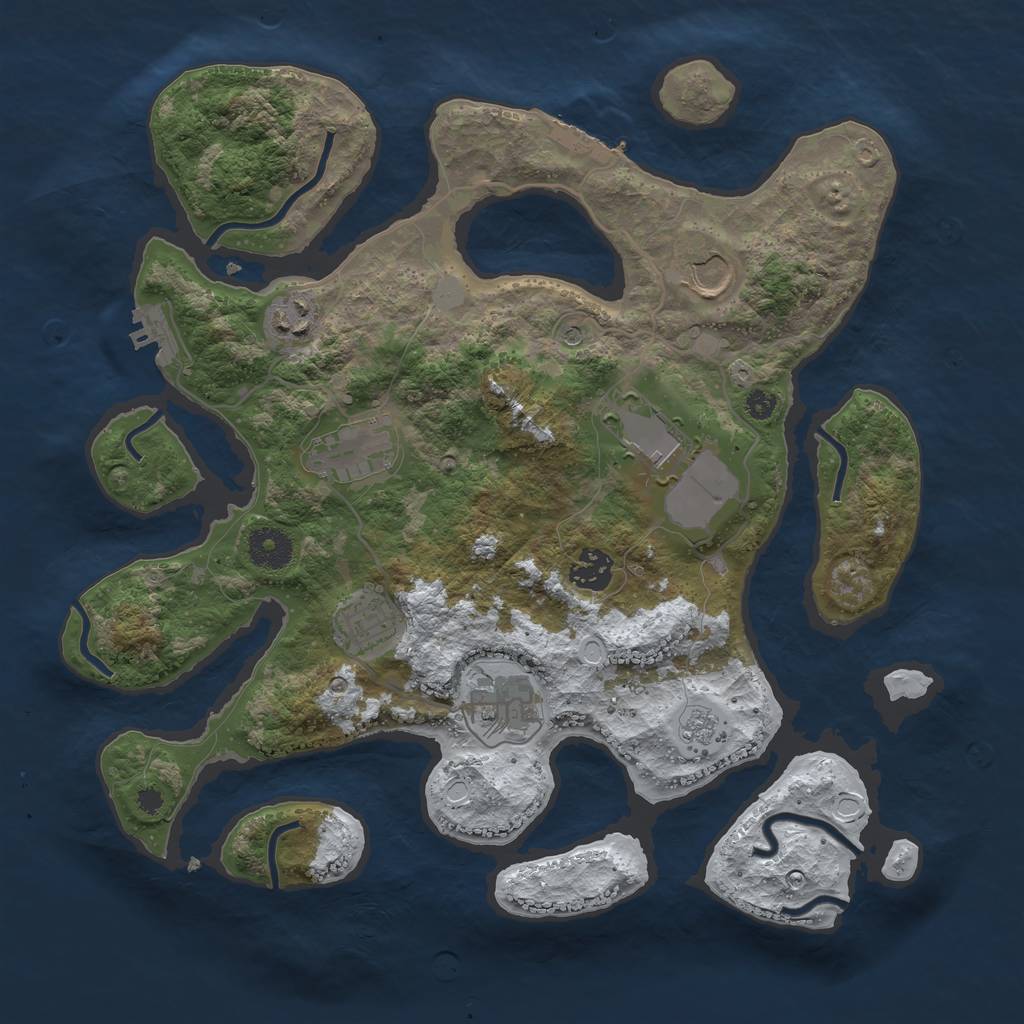 Rust Map: Procedural Map, Size: 3550, Seed: 618448, 16 Monuments