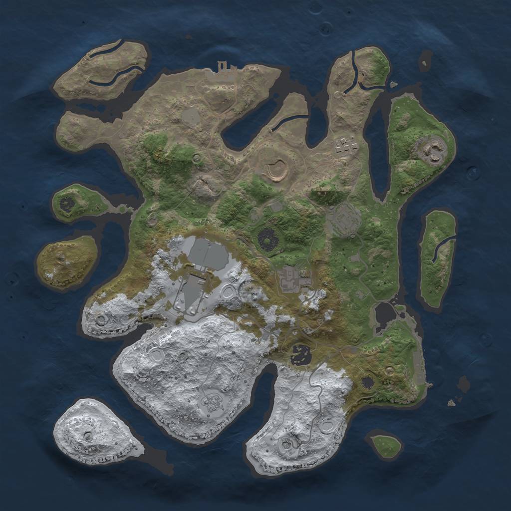 Rust Map: Procedural Map, Size: 3500, Seed: 3167348, 16 Monuments