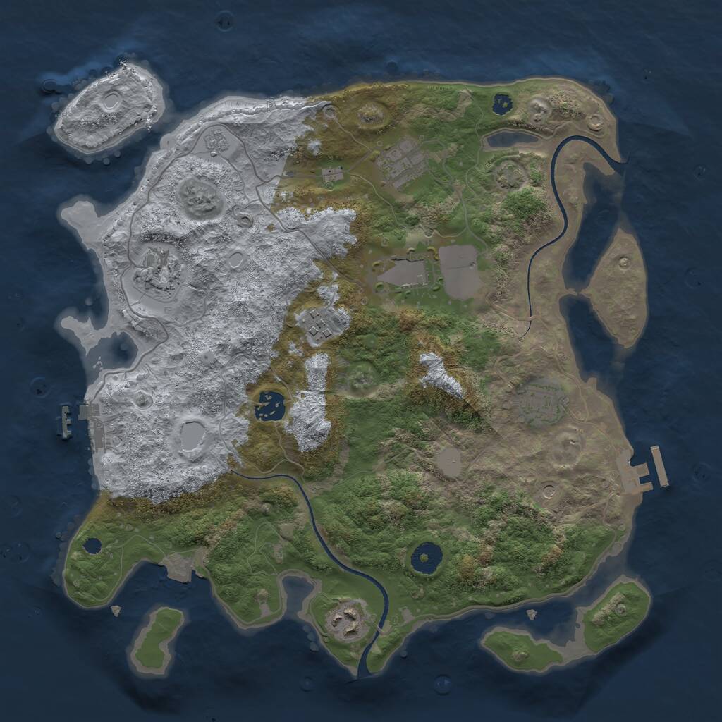 Rust Map: Procedural Map, Size: 3500, Seed: 3298497, 13 Monuments