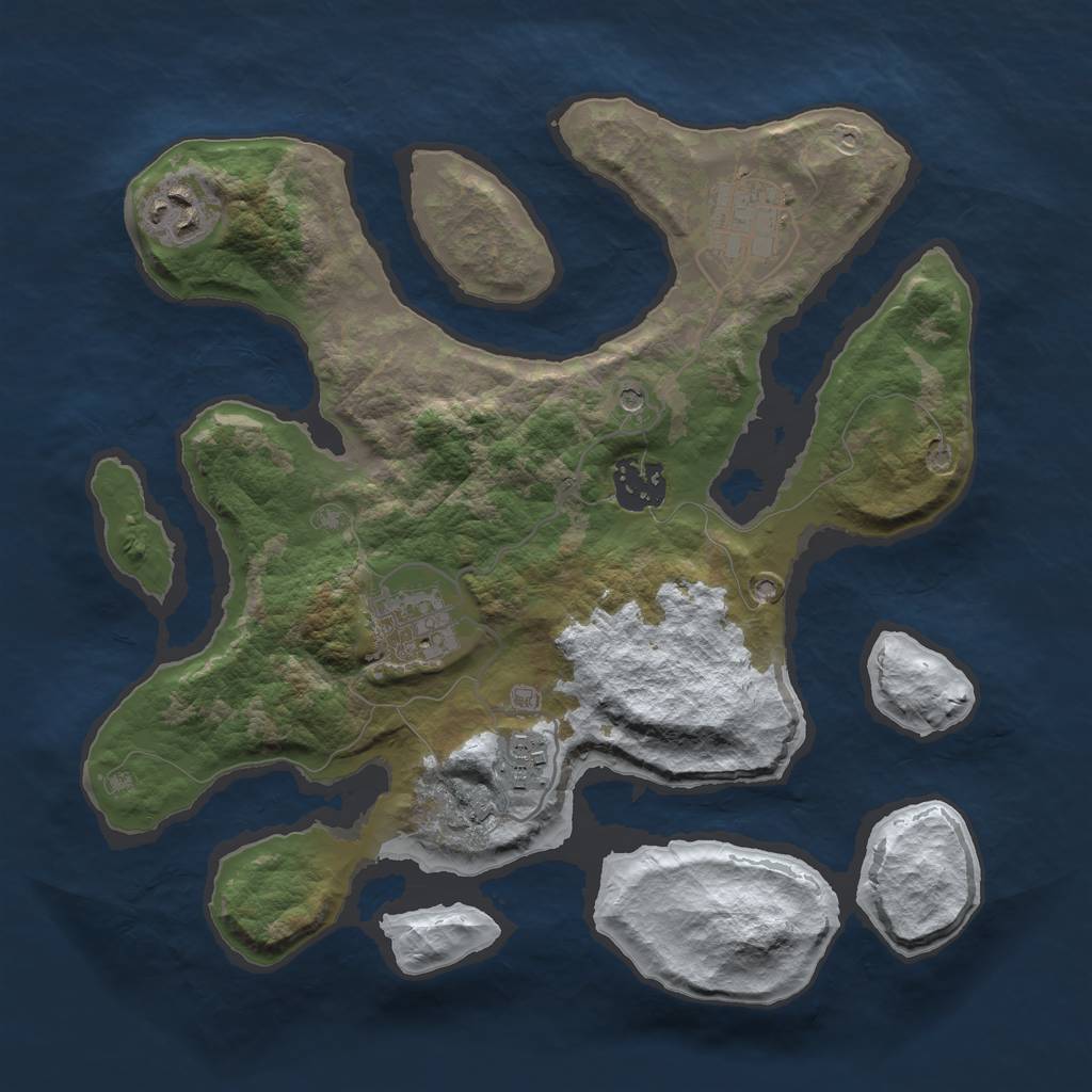 Rust Map: Barren, Size: 3000, Seed: 23467, 8 Monuments