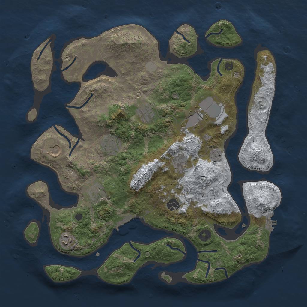 Rust Map: Procedural Map, Size: 3800, Seed: 4172875, 18 Monuments