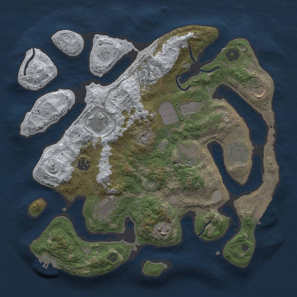 Rust Map: Procedural Map, Size: 3500, Seed: 508463145, 18 Monuments