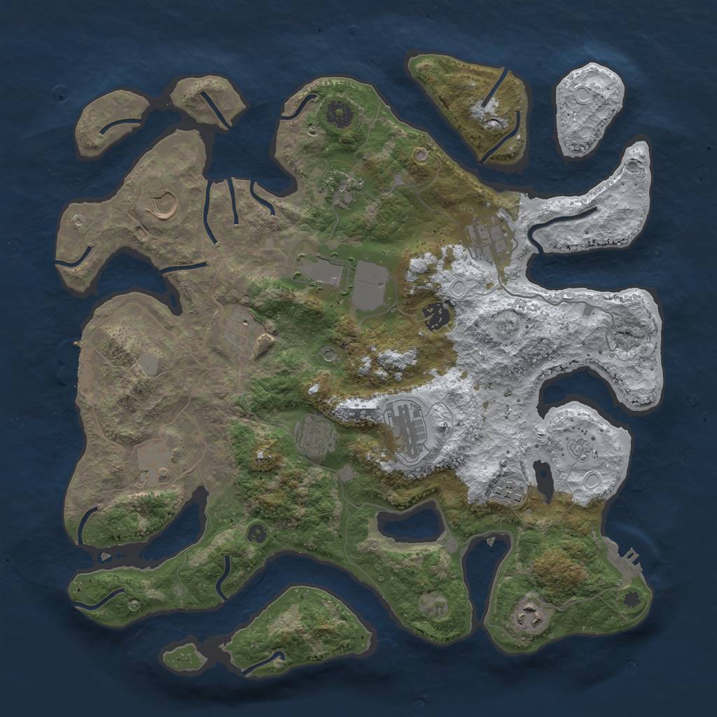 Rust Map: Procedural Map, Size: 3950, Seed: 1975874673, 20 Monuments