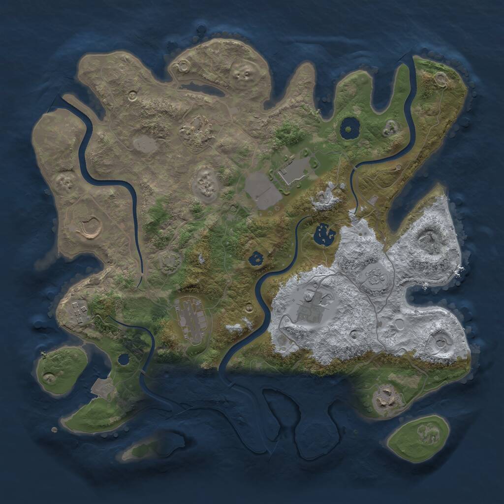 Rust Map: Procedural Map, Size: 3500, Seed: 4282551, 12 Monuments