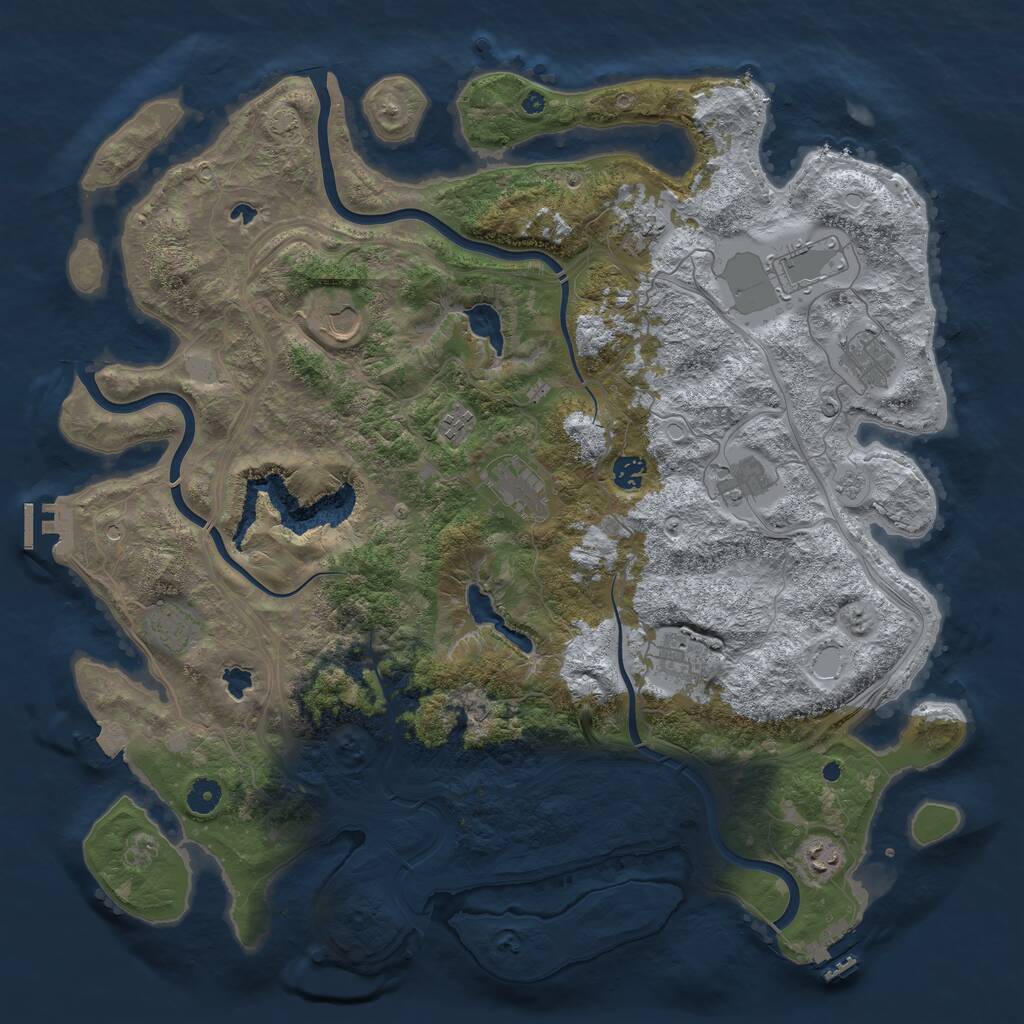 Rust Map: Procedural Map, Size: 4500, Seed: 3726272, 17 Monuments
