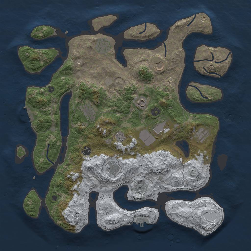Rust Map: Procedural Map, Size: 4096, Seed: 874851102, 18 Monuments