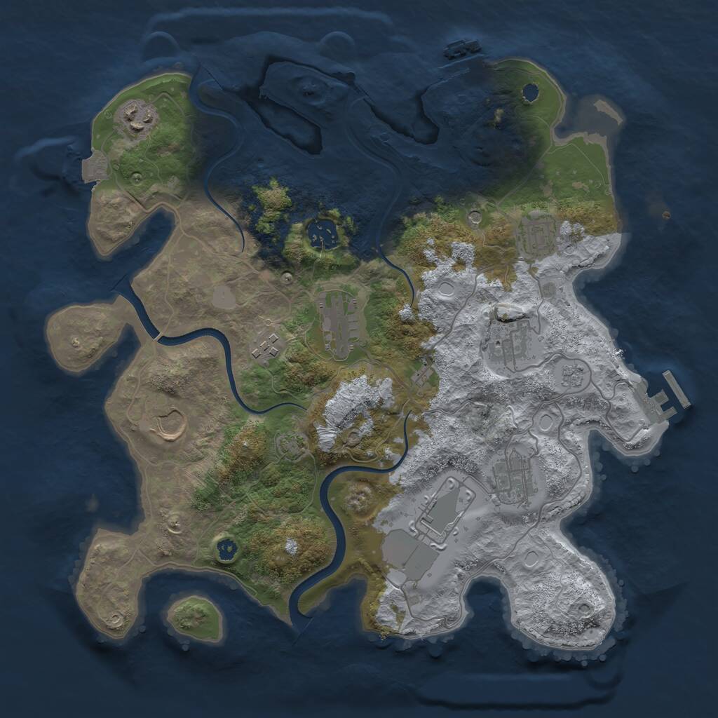 Rust Map: Procedural Map, Size: 3500, Seed: 3142070, 15 Monuments