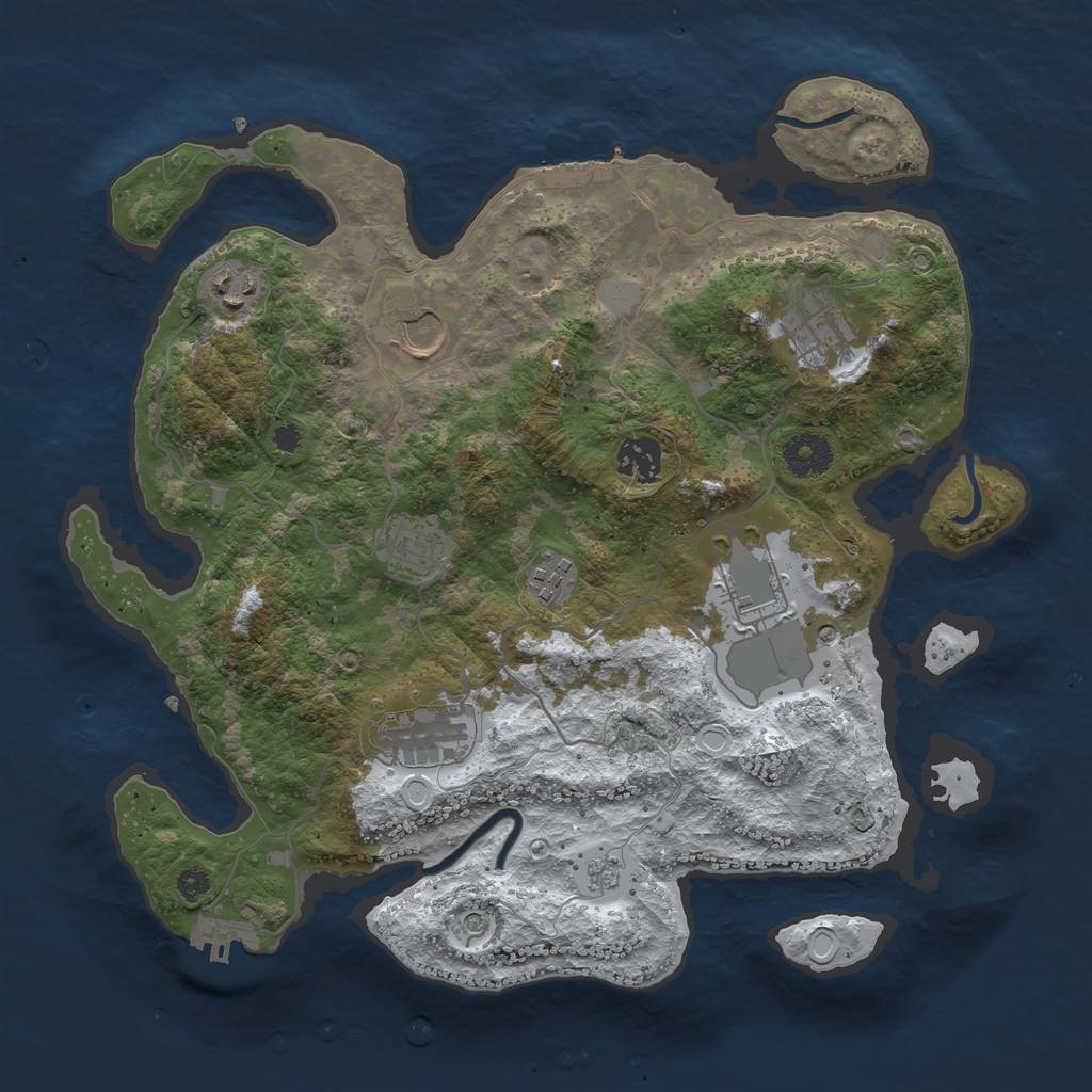 Rust Map: Procedural Map, Size: 3500, Seed: 2536612, 17 Monuments