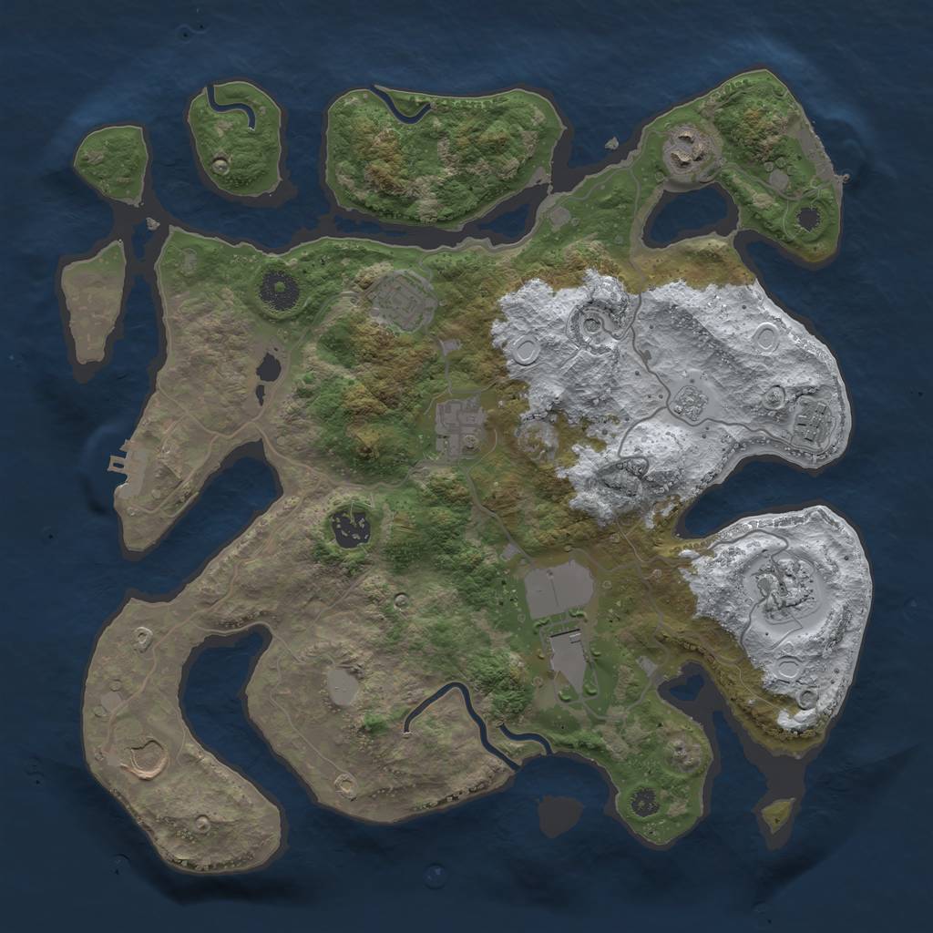 Rust Map: Procedural Map, Size: 3550, Seed: 4136687, 17 Monuments